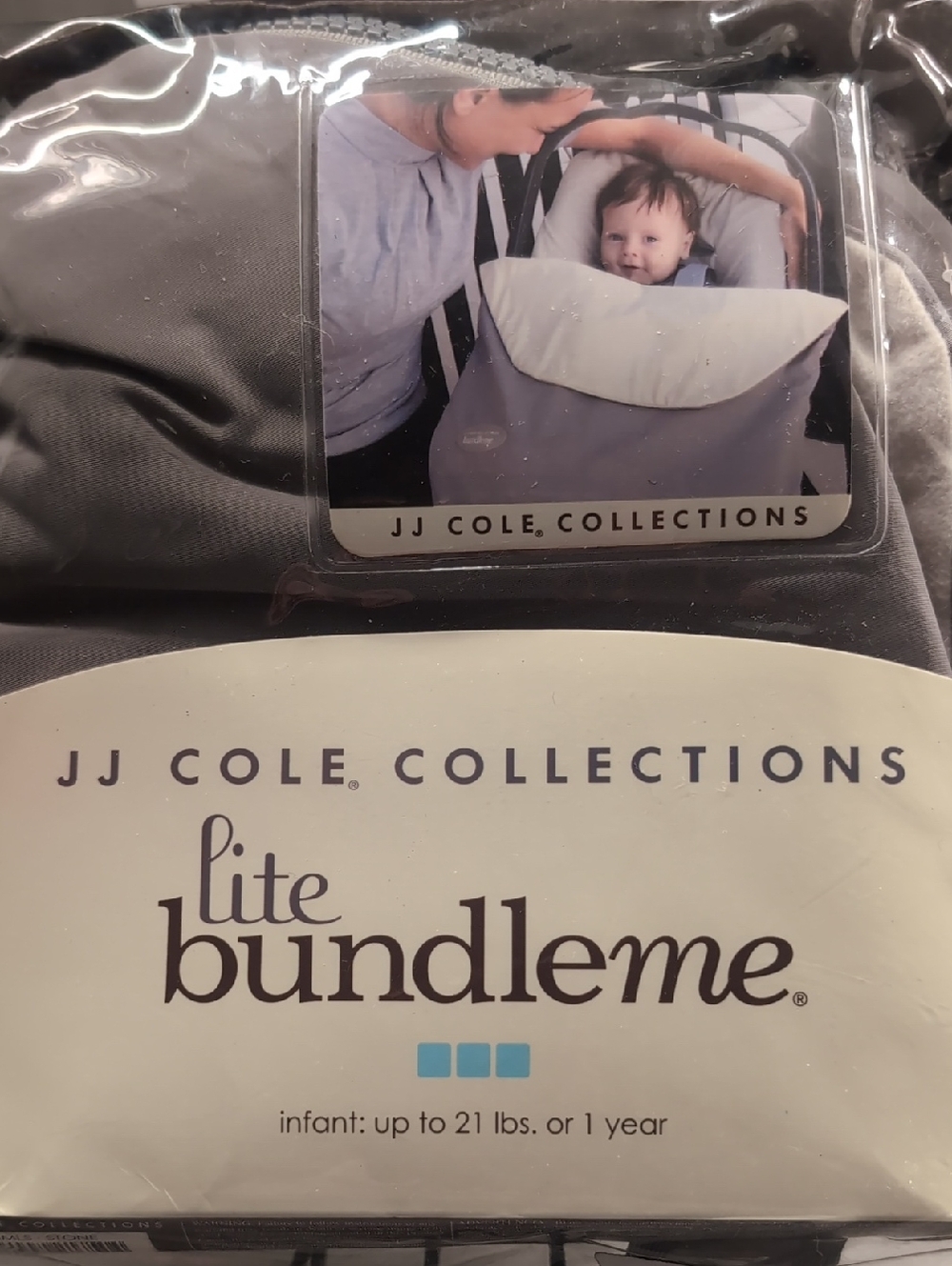 JJ Cole Lite Bundleme Infant Cozy in Gray and White